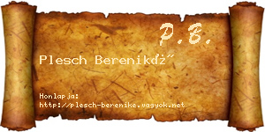 Plesch Bereniké névjegykártya